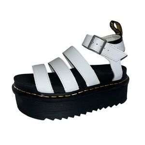 DOC MARTINS Vos II Athena Leather Strap Platform Sandals size 7 black and white